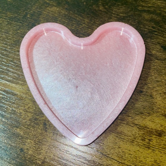 Other - Handmade Pink Heart Coaster or Trinket Dish epoxy resin